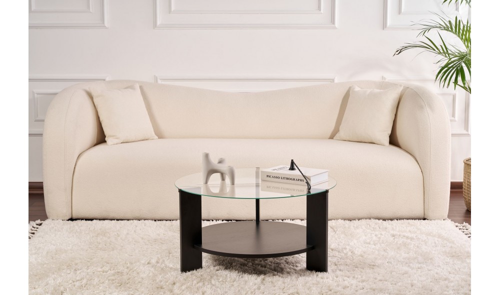 Masuta de cafea, Clara - Wood Black, Transparent, 75 x 40 x 75 cm