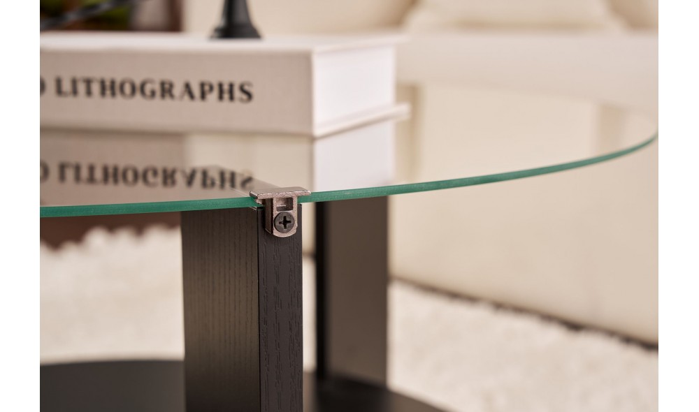 Masuta de cafea, Clara - Wood Black, Transparent, 75 x 40 x 75 cm