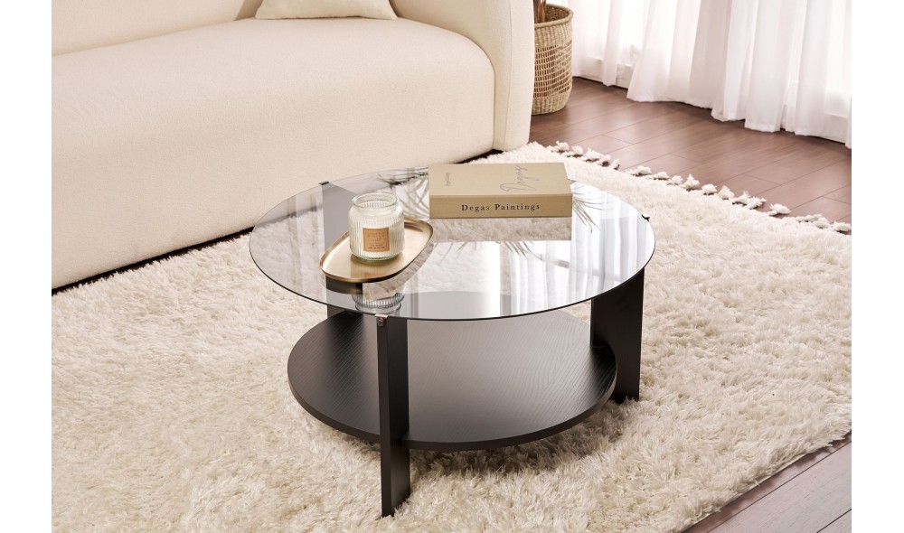 Masuta de cafea, Clara - Wood Black, Fume, 75 x 40 x 75 cm