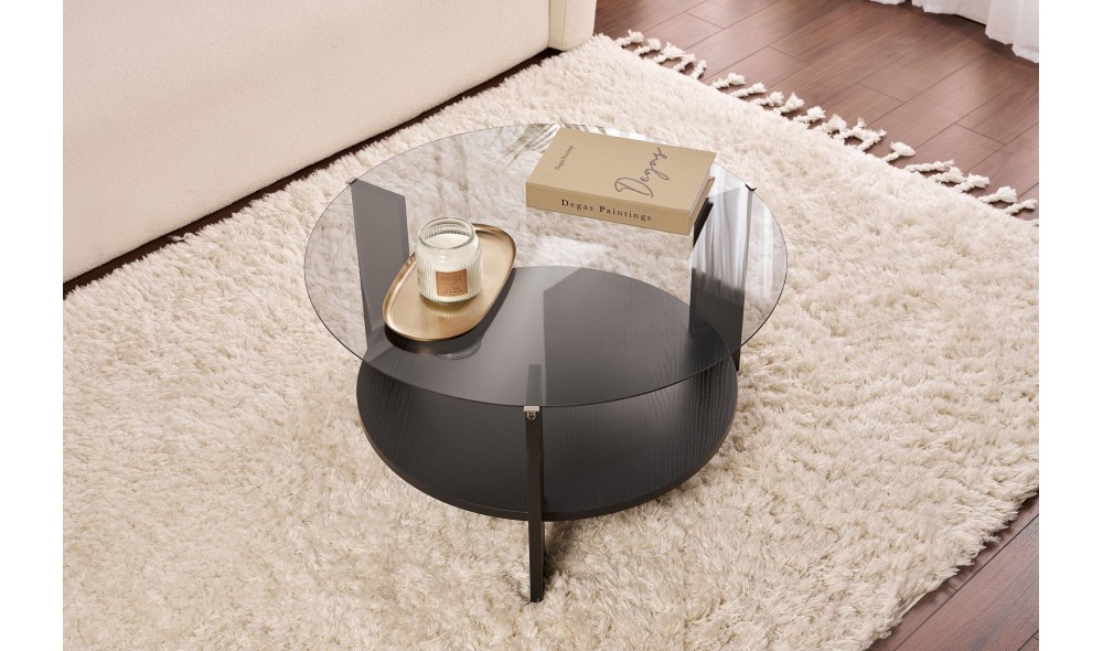 Masuta de cafea, Clara - Wood Black, Fume, 75 x 40 x 75 cm