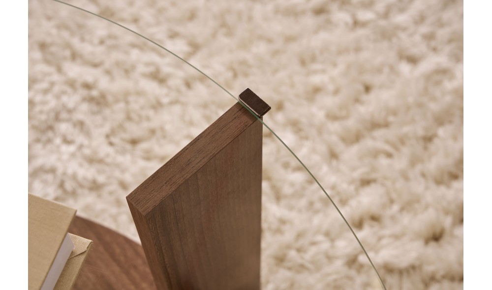 Masuta de cafea, Clara - Venezia Walnut, Transparent, 75 x 40 x 75 cm