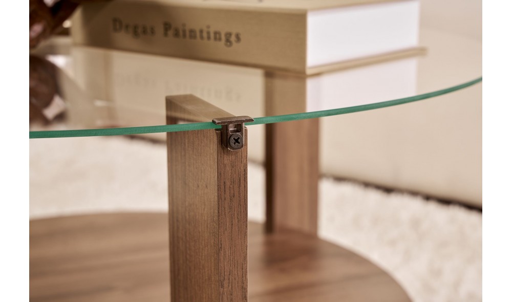 Masuta de cafea, Clara - Venezia Walnut, Transparent, 75 x 40 x 75 cm