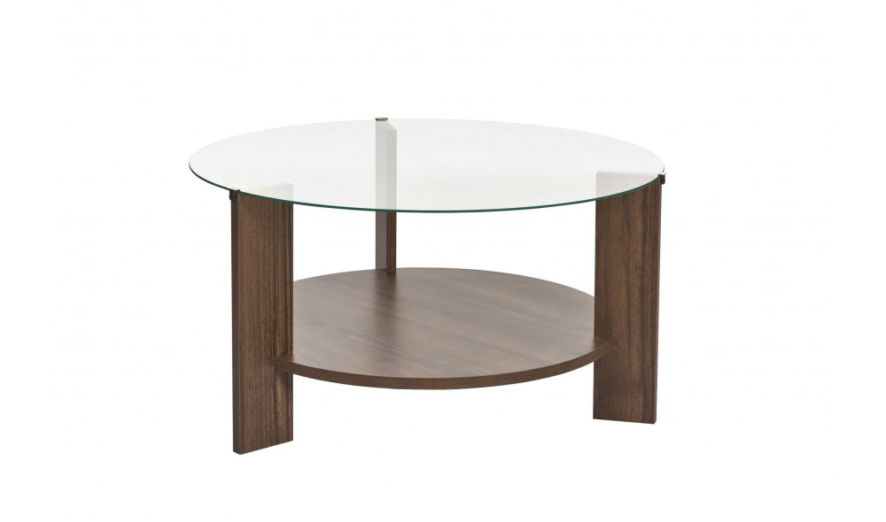 Masuta de cafea, Clara - Venezia Walnut, Transparent, 75 x 40 x 75 cm