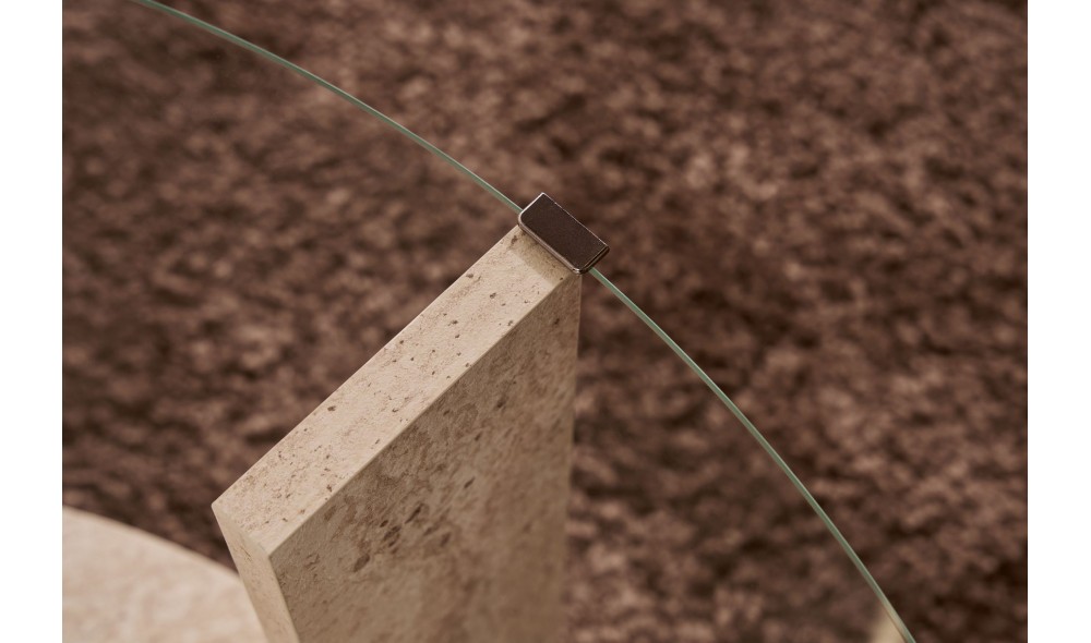 Masuta de cafea, Clara - Travertine, Transparent, 75 x 40 x 75 cm