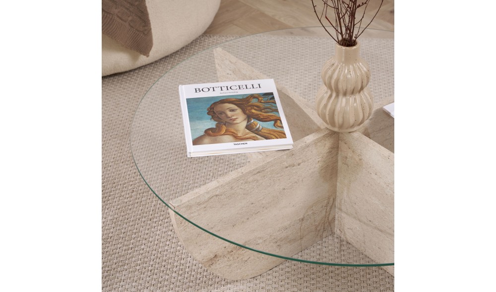 Masuta de cafea, Liya - Travertine, 90 x 30 x 90 cm