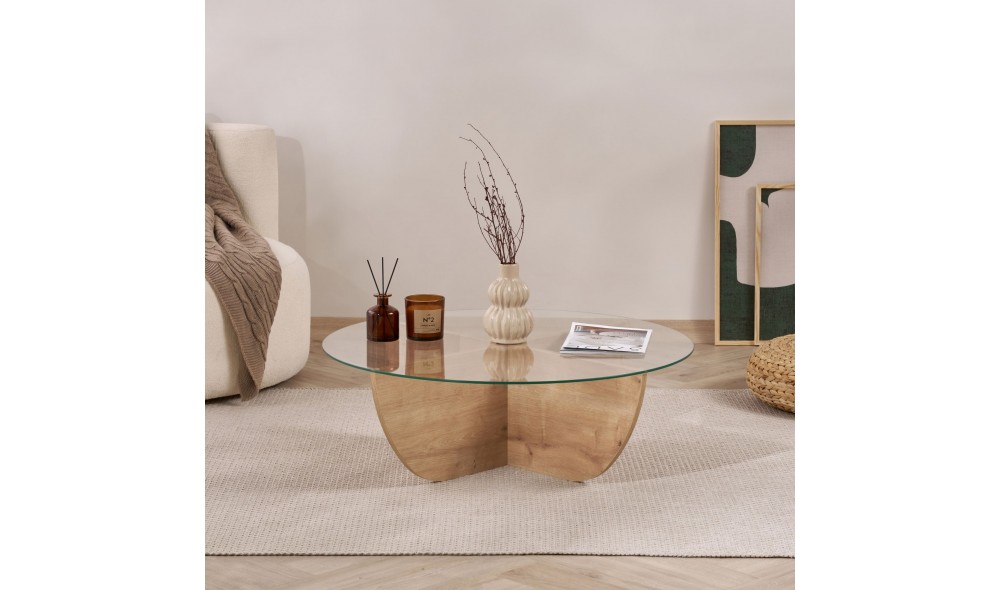 Masuta de cafea, Liya - Sapphire Oak, 90 x 30 x 90 cm