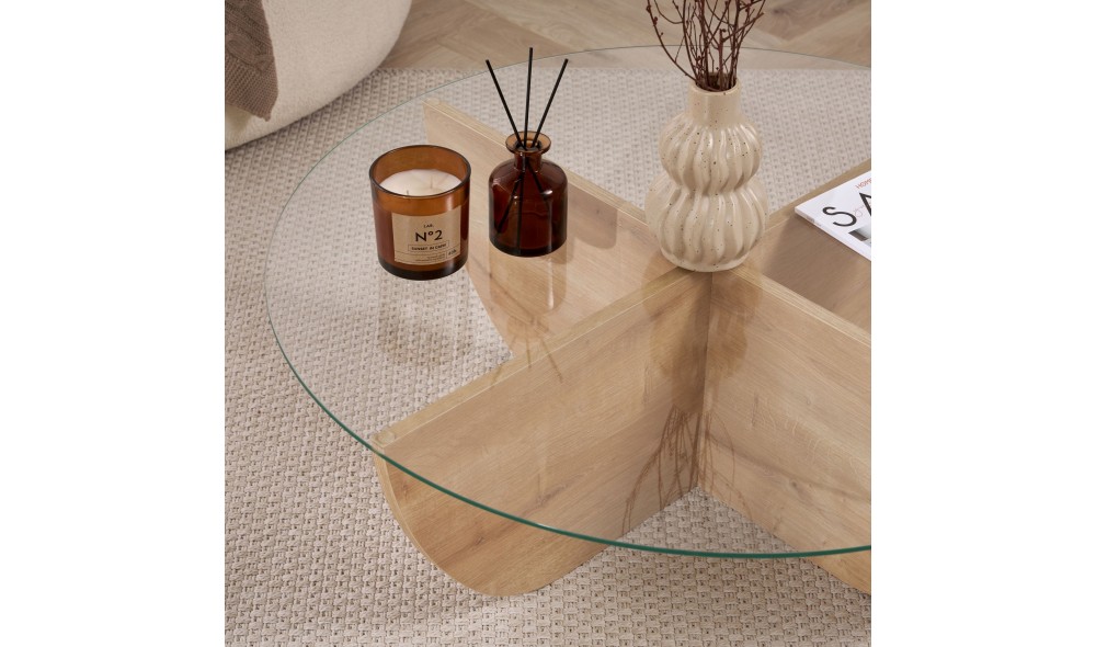 Masuta de cafea, Liya - Sapphire Oak, 90 x 30 x 90 cm