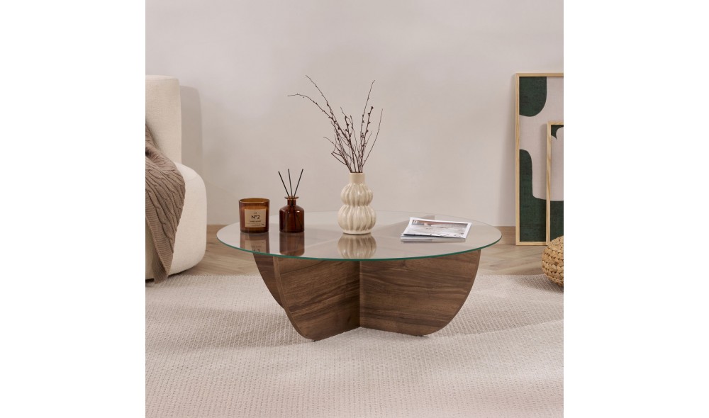 Masuta de cafea, Liya - Venezia Walnut, 90 x 30 x 90 cm