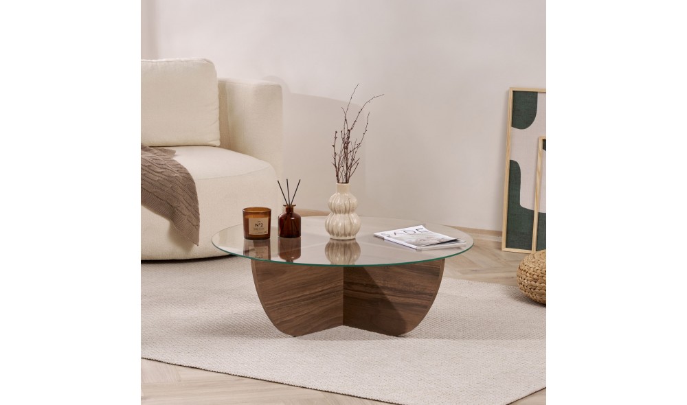 Masuta de cafea, Liya - Venezia Walnut, 90 x 30 x 90 cm