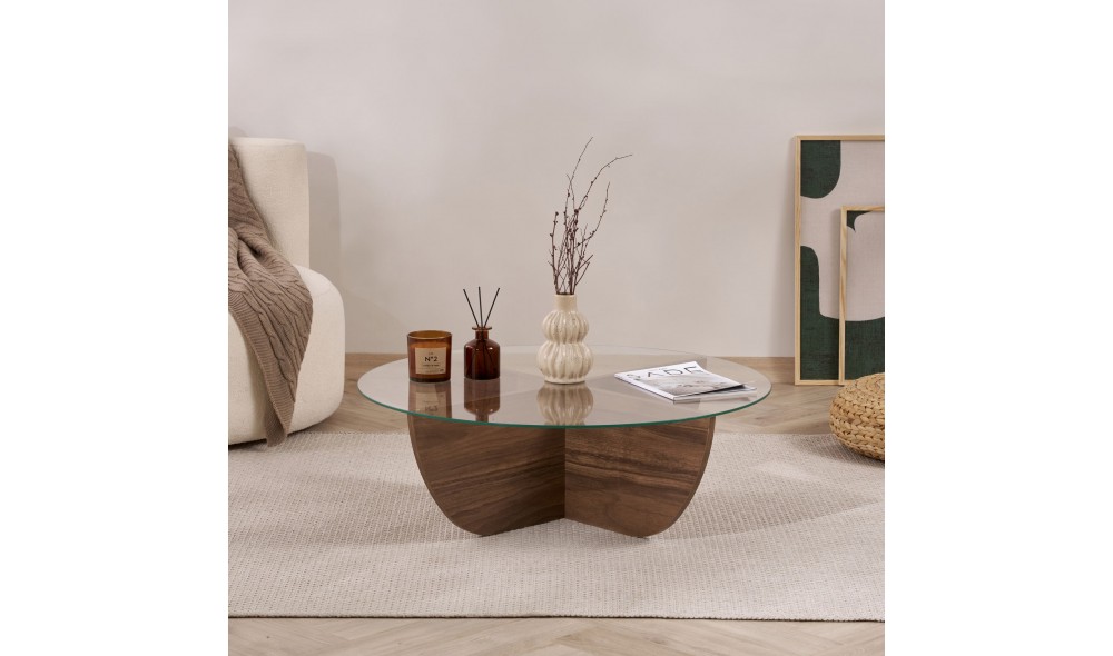 Masuta de cafea, Liya - Venezia Walnut, 90 x 30 x 90 cm