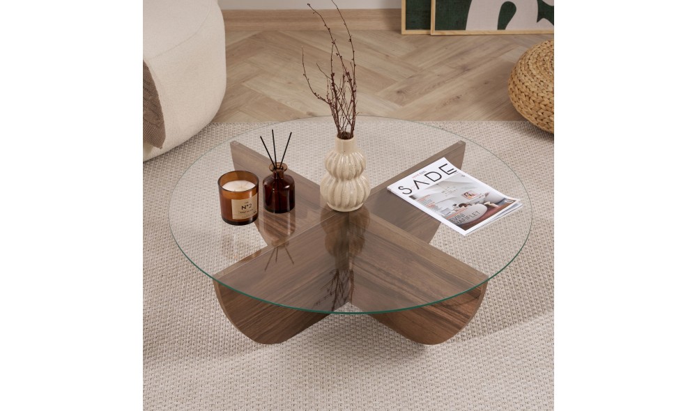 Masuta de cafea, Liya - Venezia Walnut, 90 x 30 x 90 cm