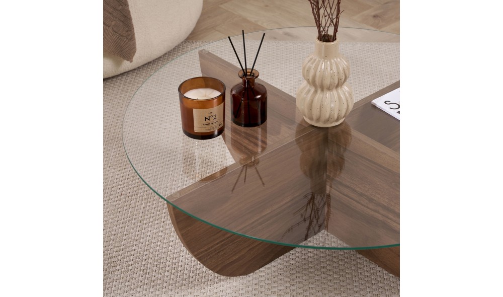 Masuta de cafea, Liya - Venezia Walnut, 90 x 30 x 90 cm