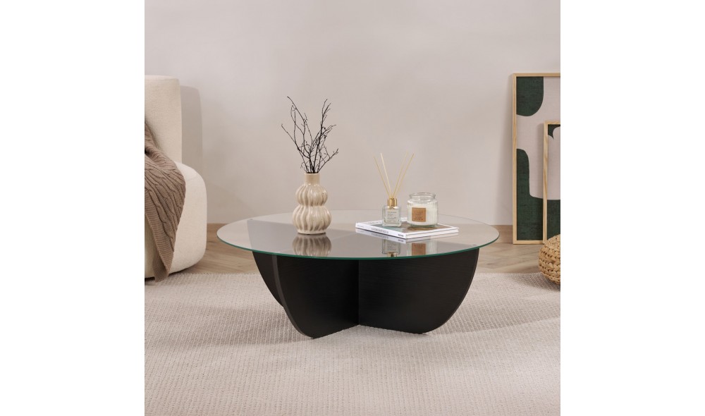 Masuta de cafea, Liya - Wood Black, 90 x 30 x 90 cm