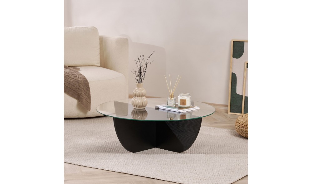 Masuta de cafea, Liya - Wood Black, 90 x 30 x 90 cm