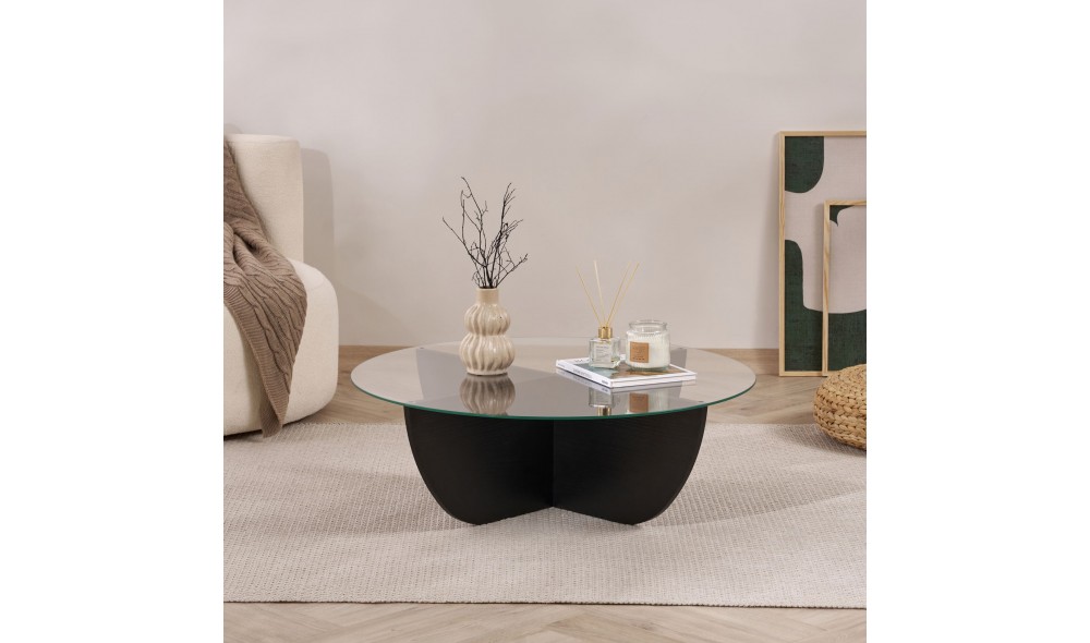 Masuta de cafea, Liya - Wood Black, 90 x 30 x 90 cm