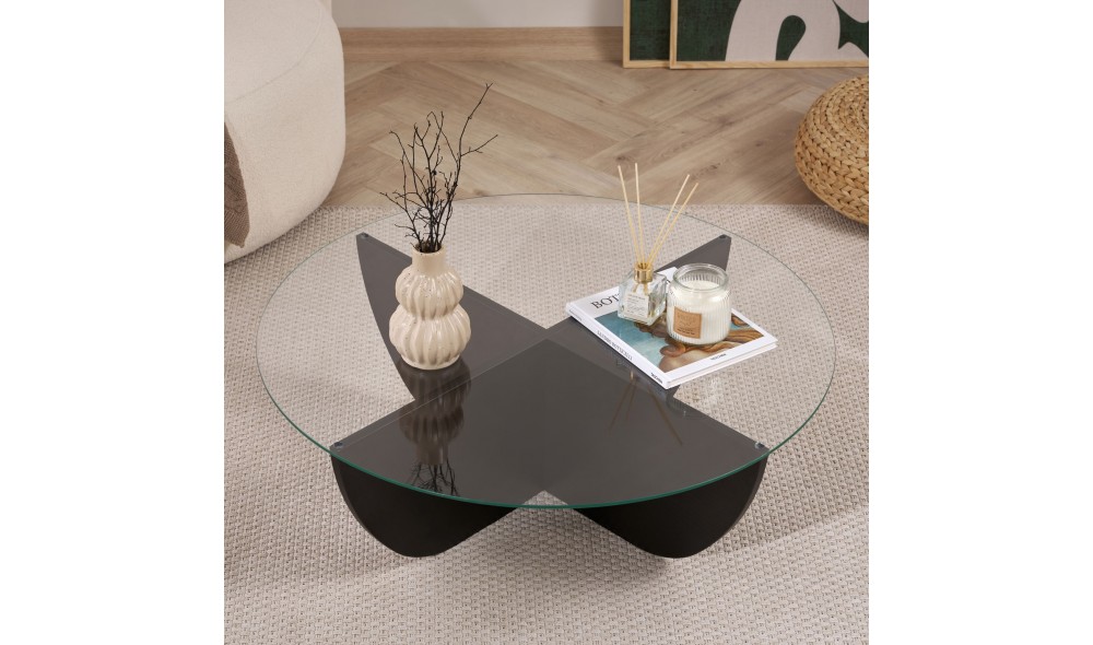 Masuta de cafea, Liya - Wood Black, 90 x 30 x 90 cm