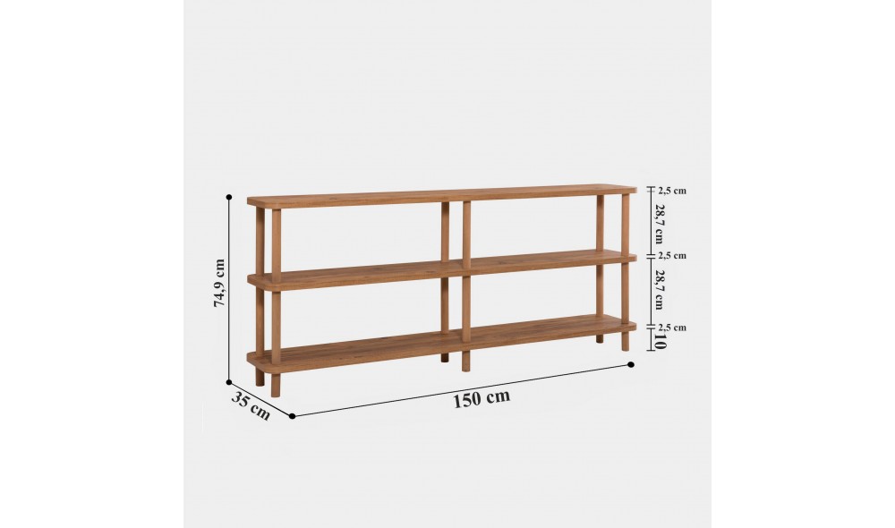 Raft pentru carti, Raca, Pinul Atlantic, 150 x 75 x 35 cm