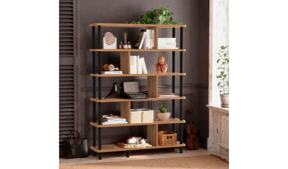 Raft pentru carti, Meta, NegruPinul Atlantic, 120 x 169 x 28 cm