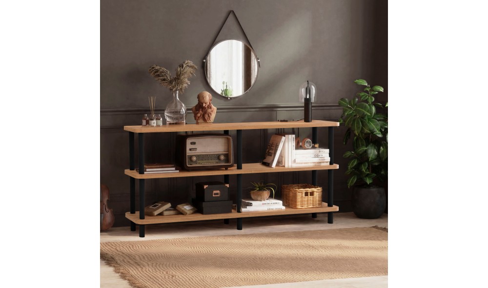 Raft pentru carti, Raca, NegruPinul Atlantic, 150 x 75 x 35 cm