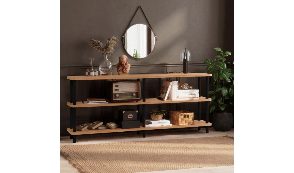 Raft pentru carti, Zen, NegruPinul Atlantic, 180 x 75 x 35 cm