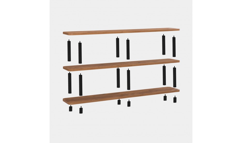 Raft pentru carti, Zen, NegruPinul Atlantic, 180 x 75 x 35 cm