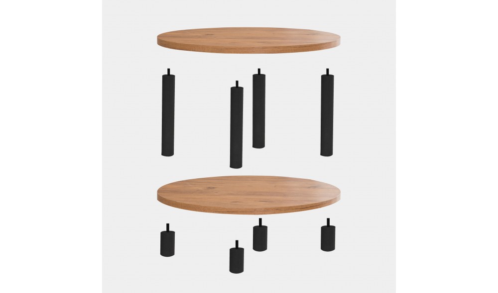 Masuta de cafea, Roby, NegruPinul Atlantic, 70 x 44 x 70 cm