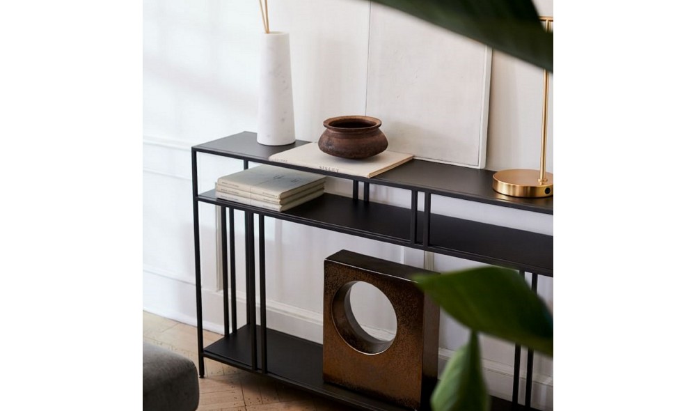 Consola, Venedik, Negru, 110 x 78 x 30 cm