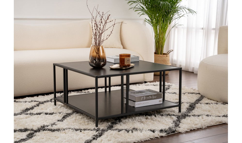 Masuta de cafea, Uranus, Negru, 80 x 40 x 80 cm