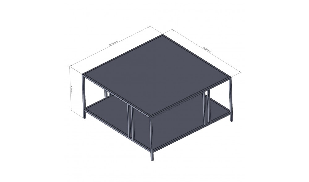 Masuta de cafea, Uranus, Negru, 80 x 40 x 80 cm