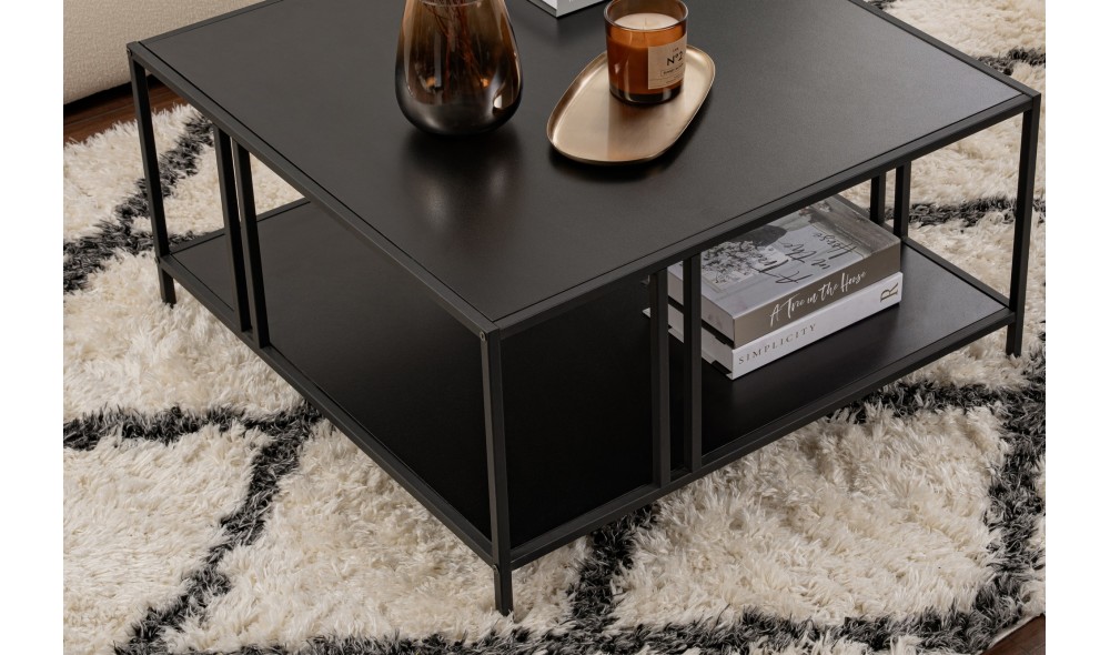 Masuta de cafea, Uranus, Negru, 80 x 40 x 80 cm