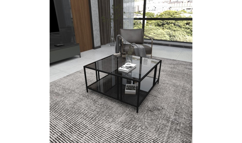 Masuta de cafea, Uranus, Negru, 80 x 40 x 80 cm