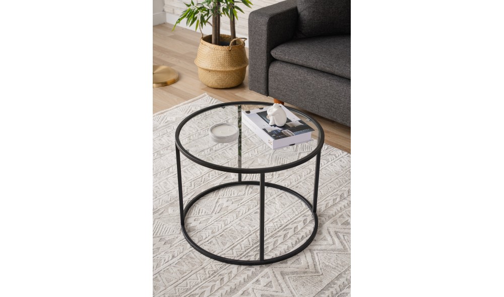 Masuta de cafea, Berlin, Negru, 60 x 43 x 60 cm