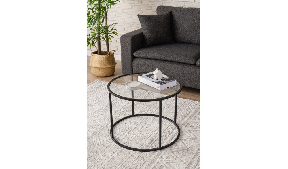 Masuta de cafea, Berlin, Negru, 60 x 43 x 60 cm