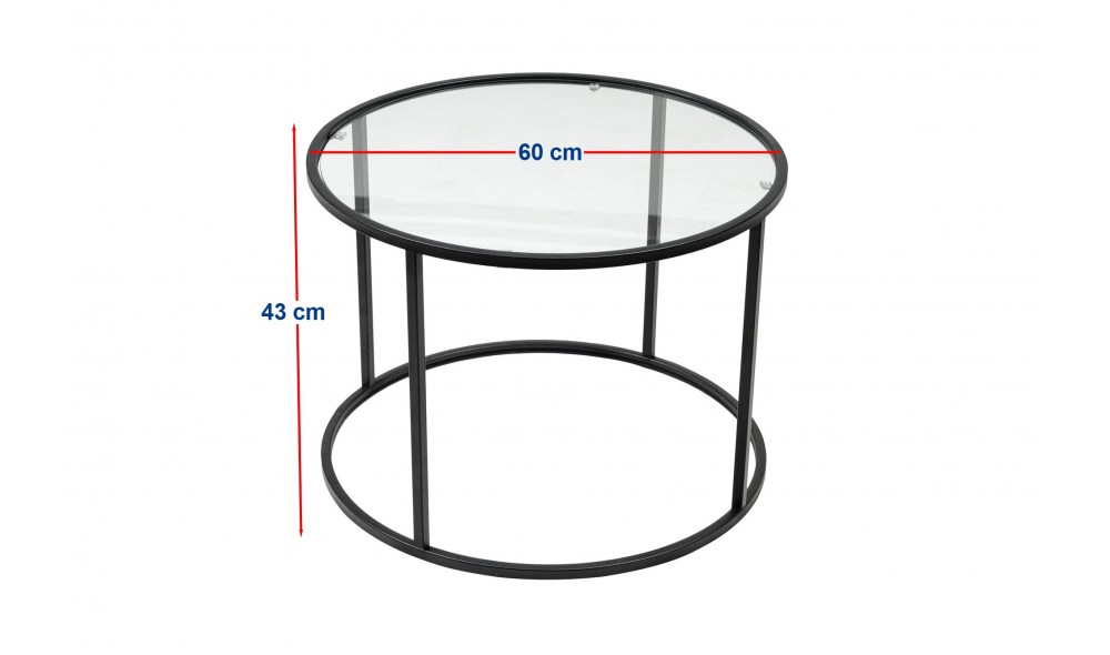 Masuta de cafea, Berlin, Negru, 60 x 43 x 60 cm