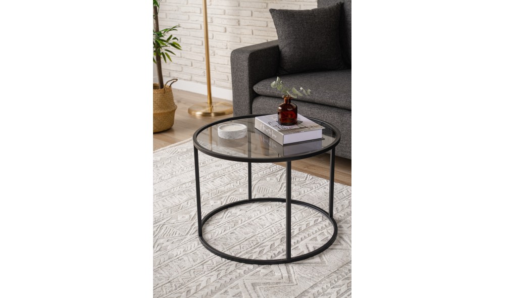 Masuta de cafea, Startis, Negru, 60 x 43 x 60 cm