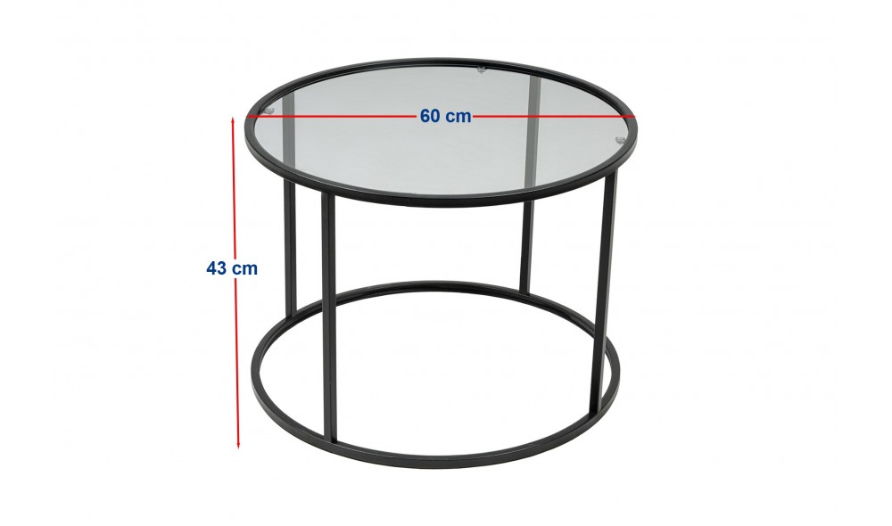 Masuta de cafea, Startis, Negru, 60 x 43 x 60 cm
