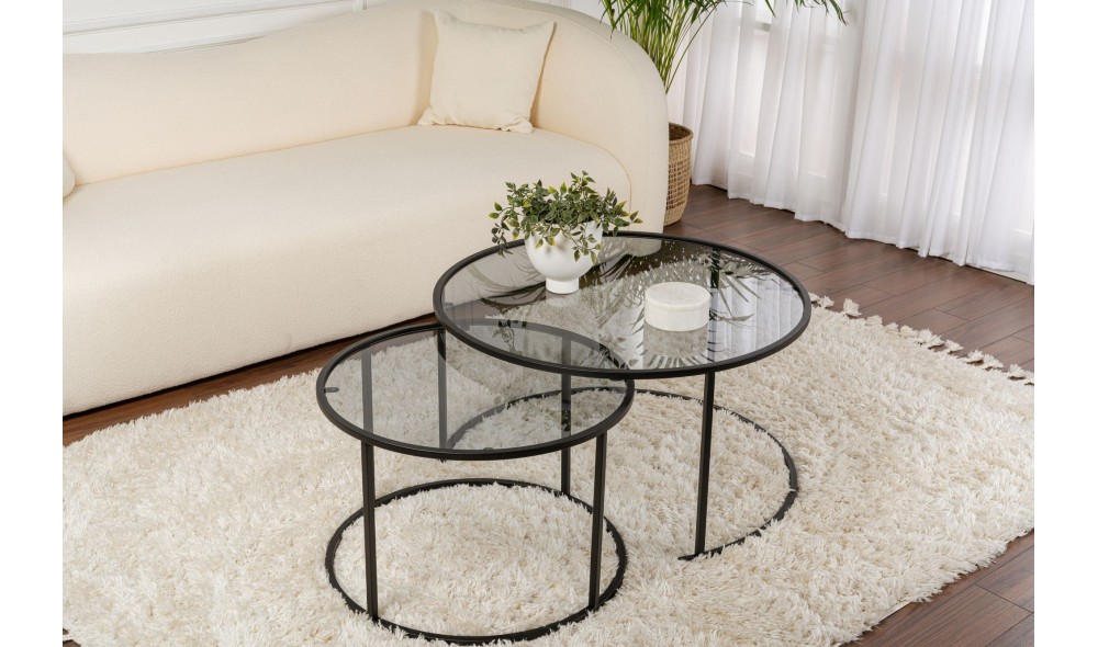 Set masuta de cafea, Tokyo, Negru, 80 x 39 x 80 cm