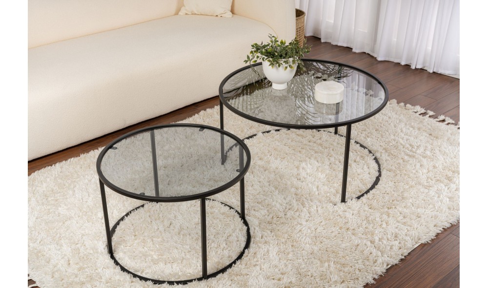 Set masuta de cafea, Tokyo, Negru, 80 x 39 x 80 cm