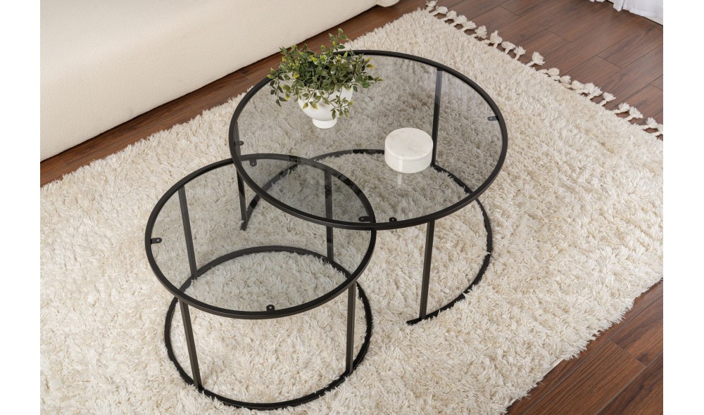 Set masuta de cafea, Tokyo, Negru, 80 x 39 x 80 cm