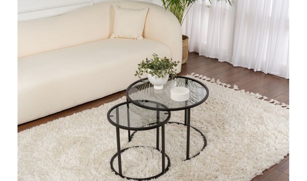 Set masuta de cafea, Tokyo, Negru, 60 x 39 x 60 cm