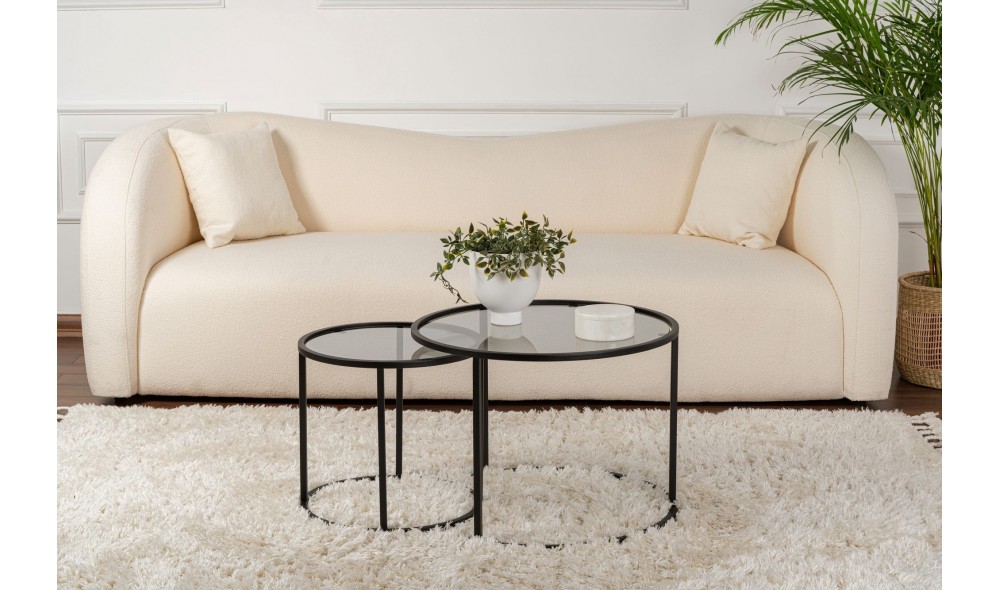 Set masuta de cafea, Tokyo, Negru, 60 x 39 x 60 cm