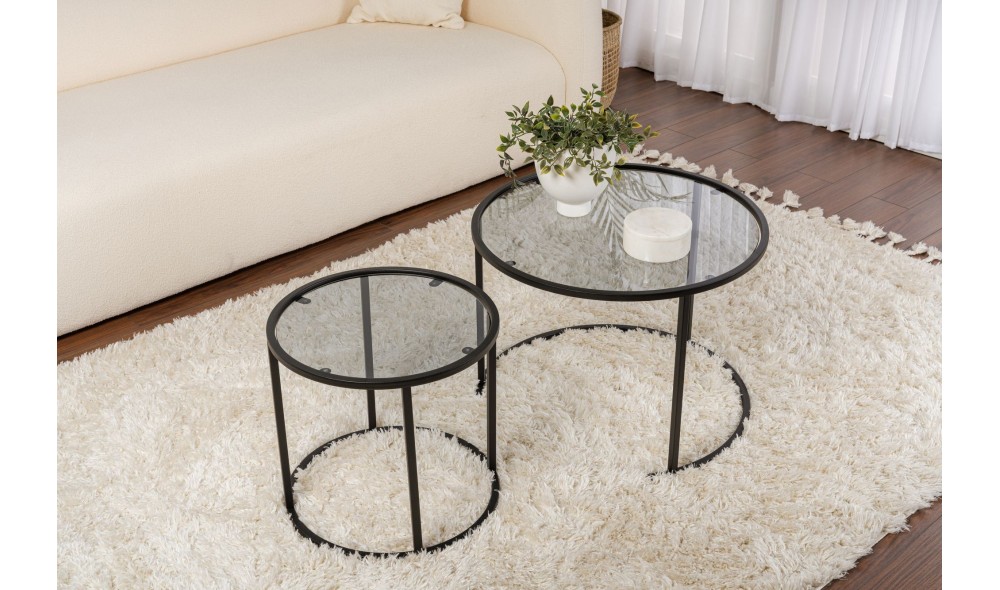 Set masuta de cafea, Tokyo, Negru, 60 x 39 x 60 cm