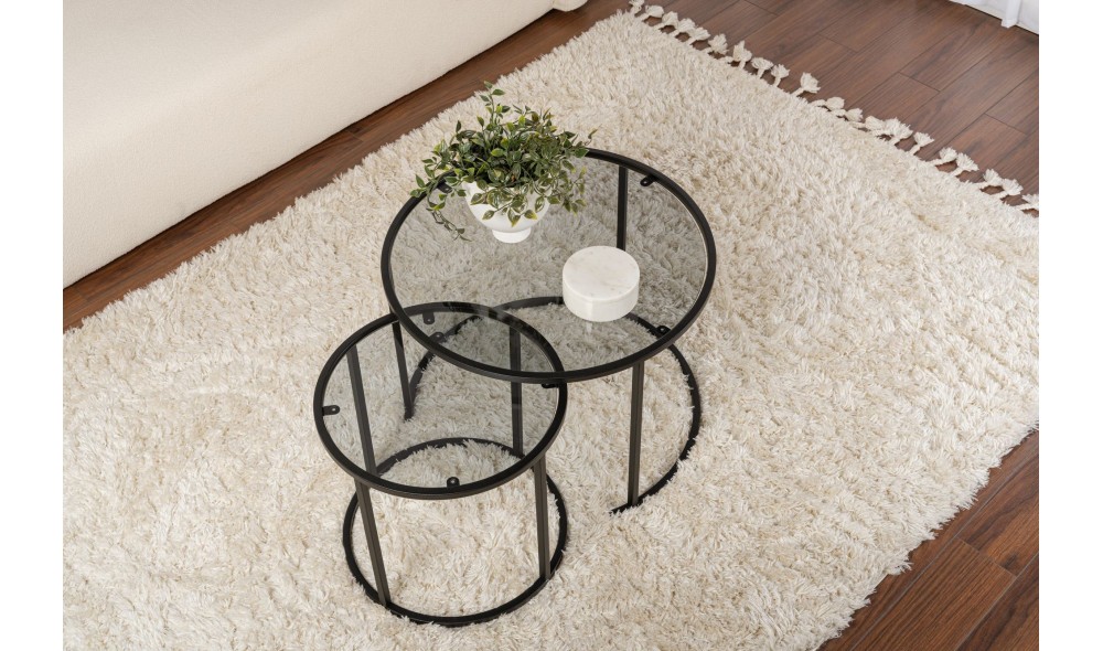 Set masuta de cafea, Tokyo, Negru, 60 x 39 x 60 cm