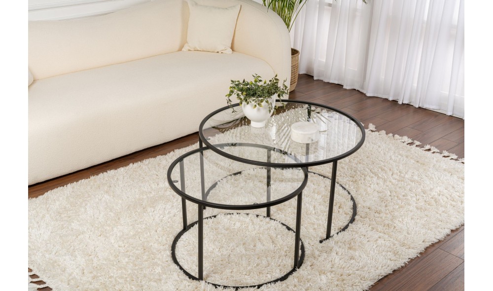 Set masuta de cafea, Tokyo, Negru, 80 x 43 x 80 cm