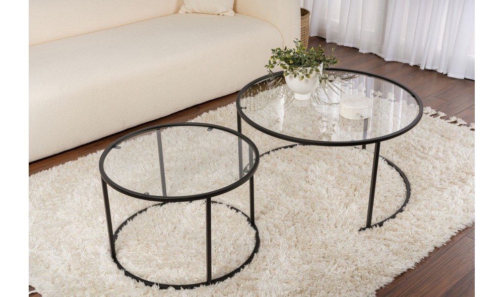 Set masuta de cafea, Tokyo, Negru, 80 x 43 x 80 cm