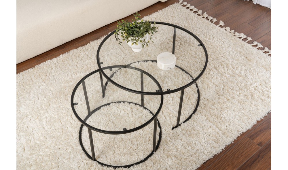 Set masuta de cafea, Tokyo, Negru, 80 x 43 x 80 cm