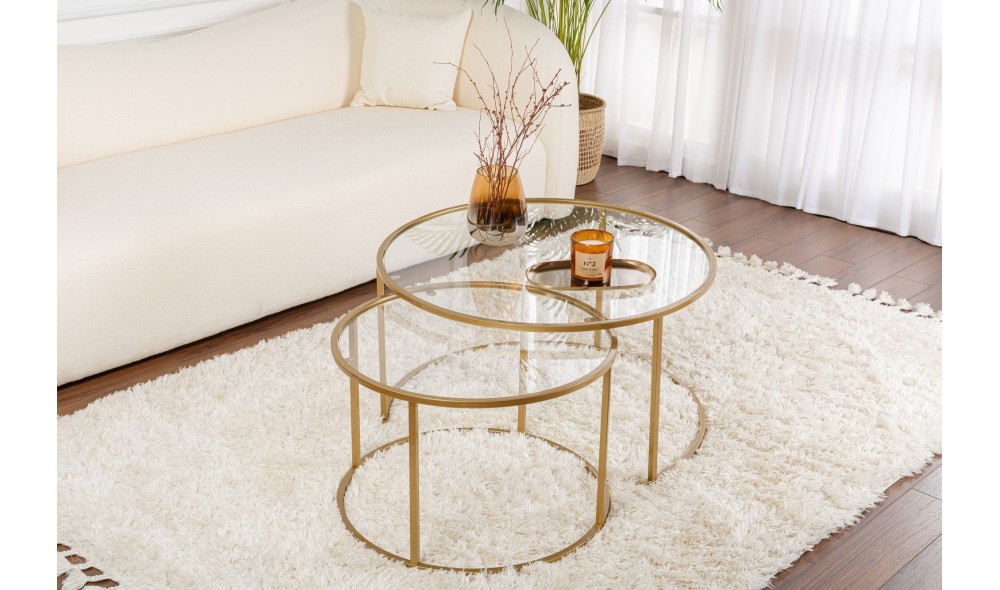 Set masuta de cafea, Tokyo, Aur, 80 x 43 x 80 cm