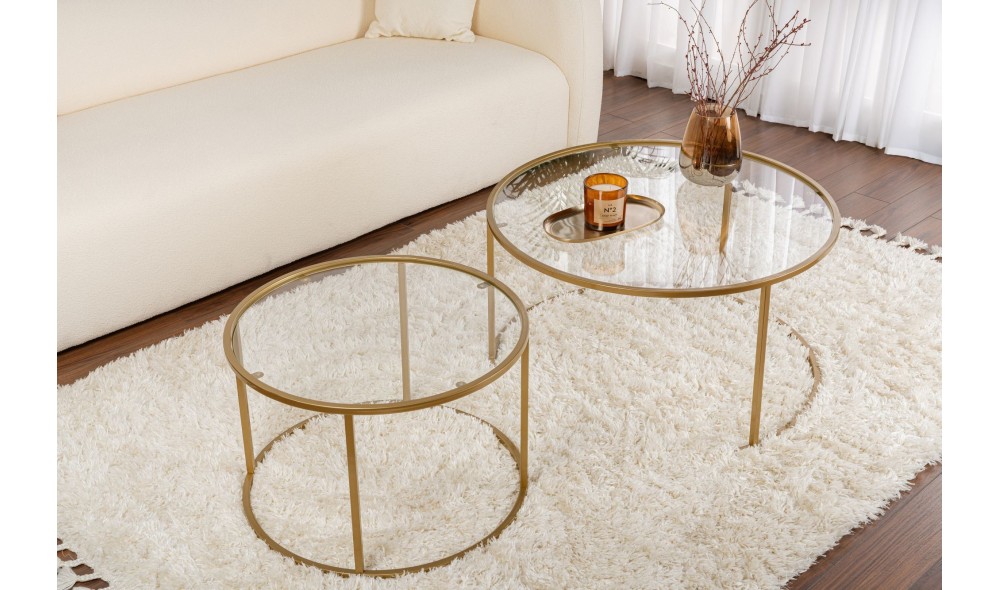 Set masuta de cafea, Tokyo, Aur, 80 x 43 x 80 cm