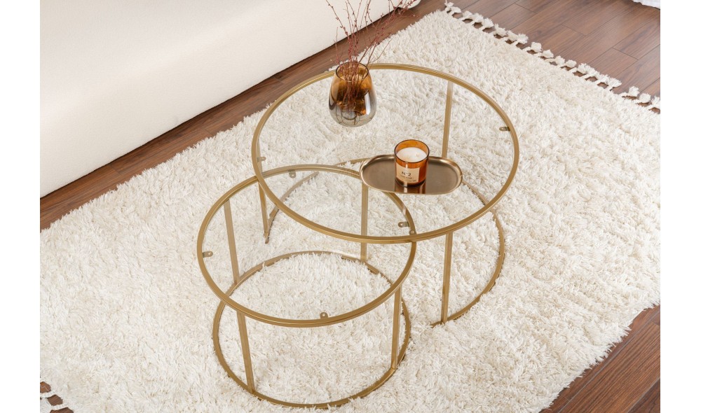 Set masuta de cafea, Tokyo, Aur, 80 x 43 x 80 cm