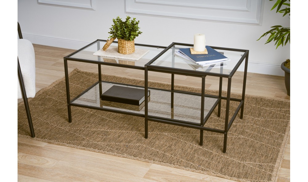 Set masuta de cafea, Sevay, Negru, 90 x 49 x 45 cm